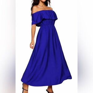 Blue Women's Off-Shoulder Maxi Dress
